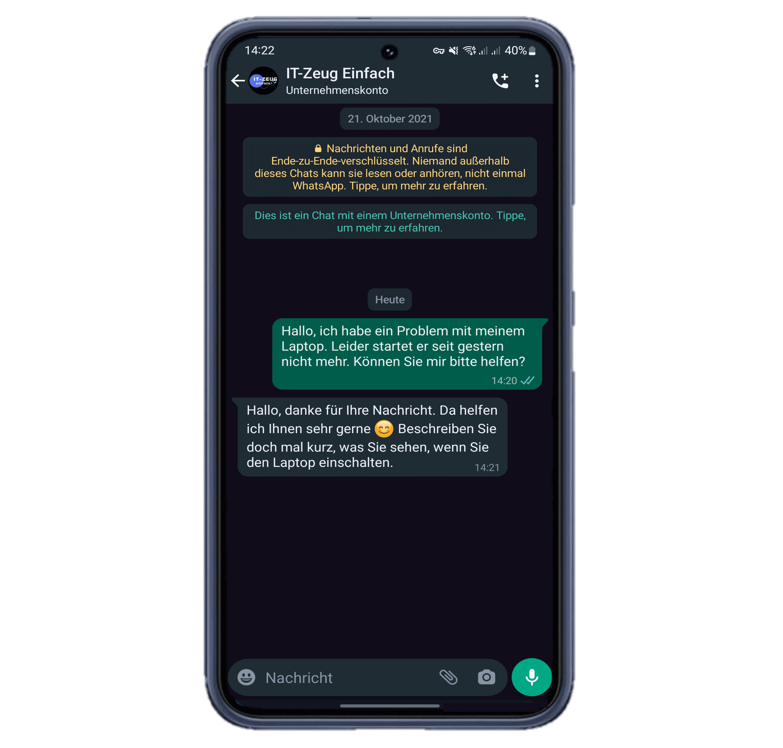 Chatvorschau für Soforthilfe