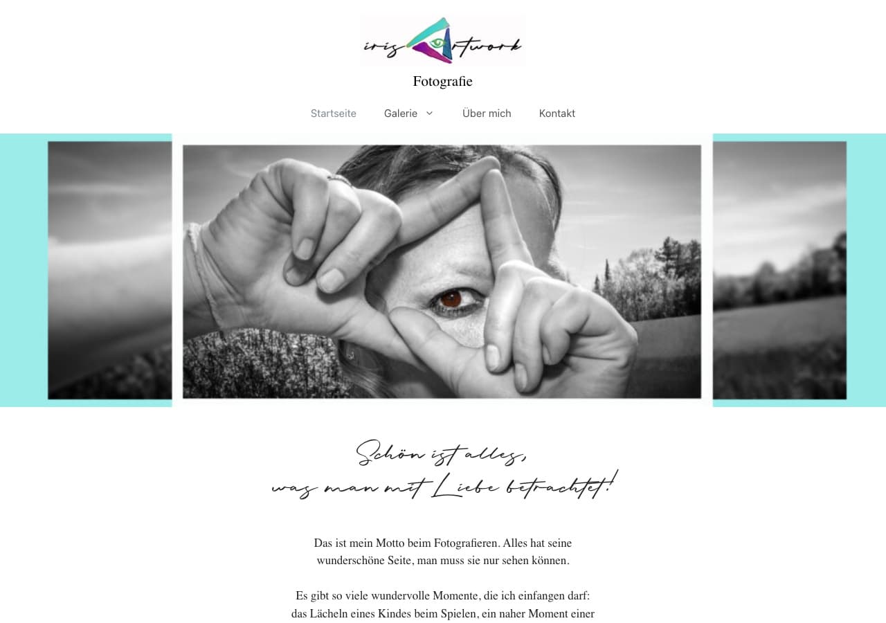 Startseite der Website von IrisArtwork Fotografie